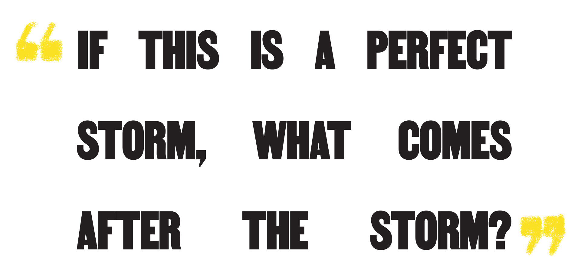 "If this is a perfect storm, what comes after the storm?"