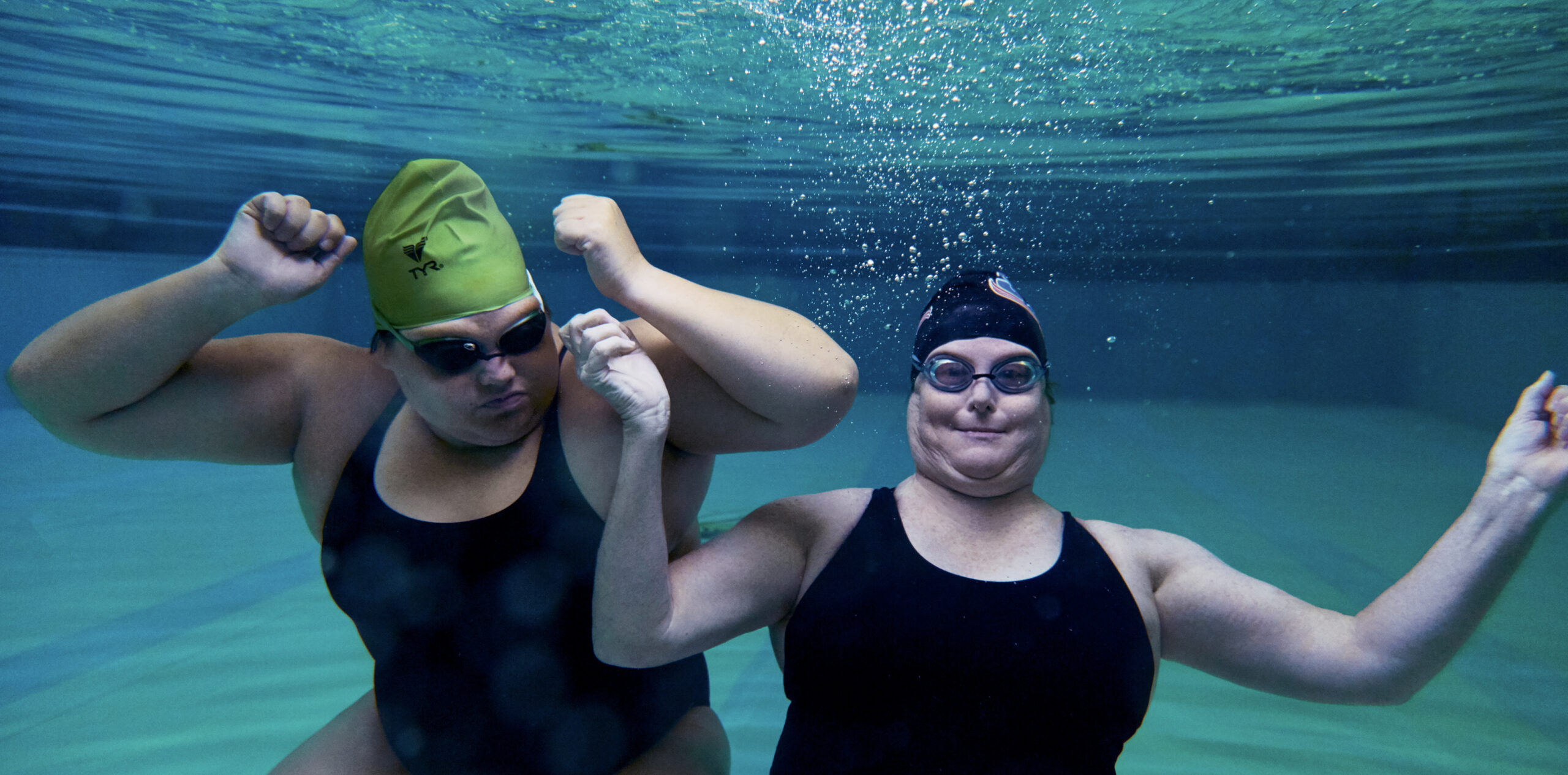 Swim instructors Tricia Baldwin and Pat Baldwin