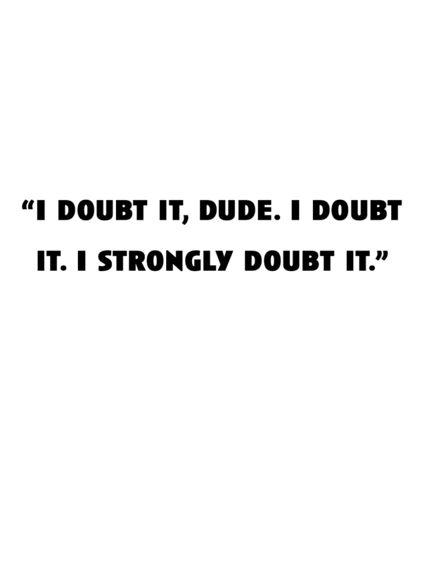 "I doubt it, dude. I doubt it. I strongly doubt it."