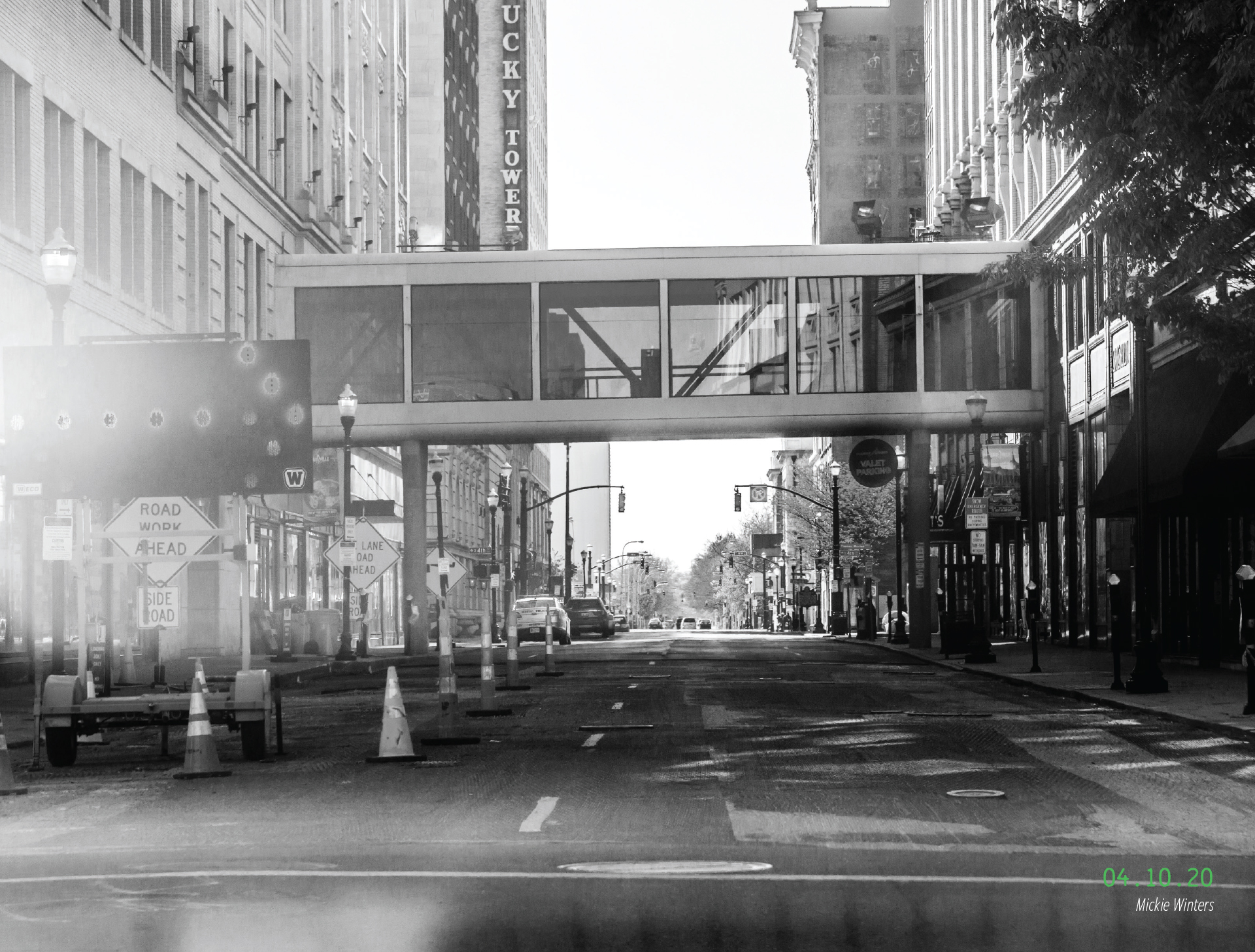 A view up an empty Third Street. 04.10.2020, by Mickie Winters